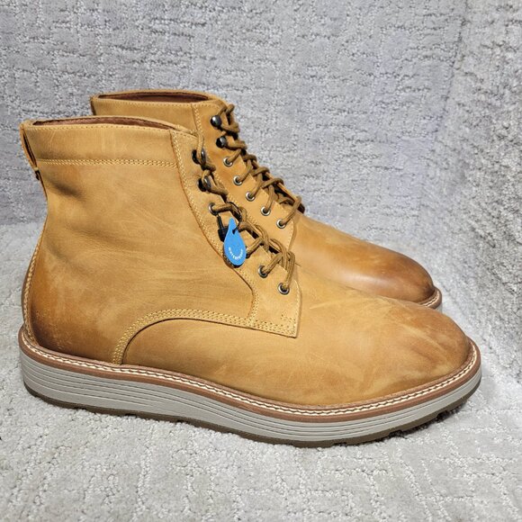 Johnston & Murphy Upton Lug Plain Toe Size US10 Light Tan Oiled Full Grain Boots - Picture 8 of 11